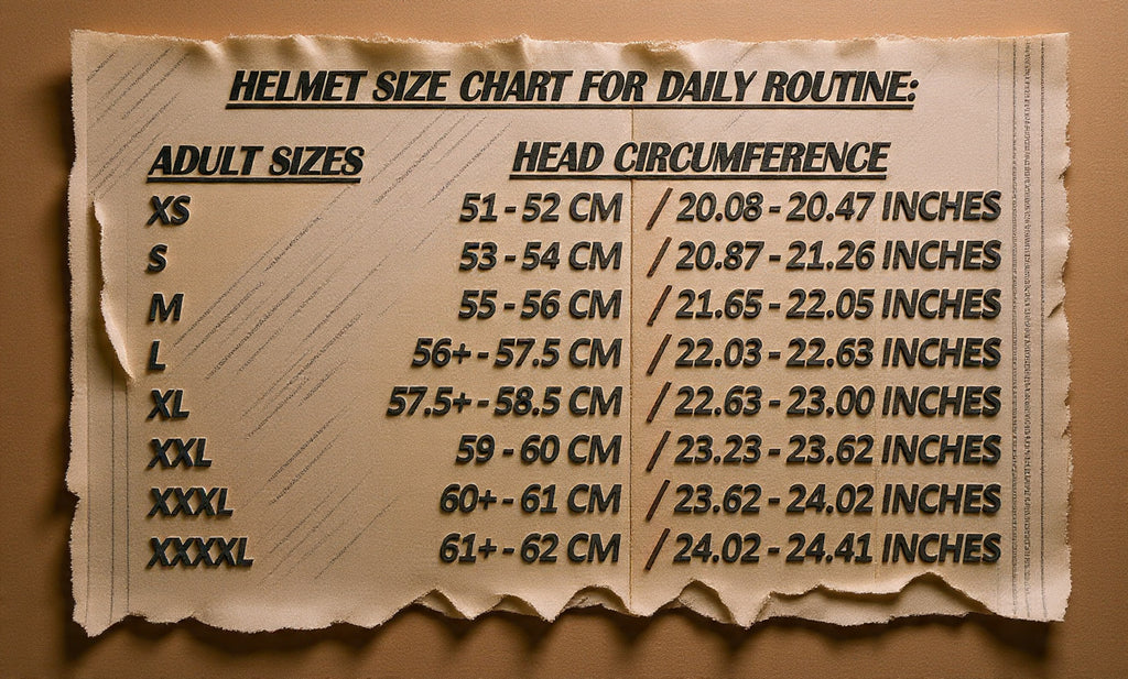HEAD SIZE CHART DAILY ROUTINE